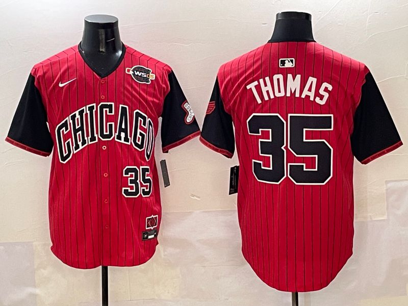 Men Chicago White Sox #35 Thomas Red Stripe Joint Name 2025 Nike MLB Jersey style 13